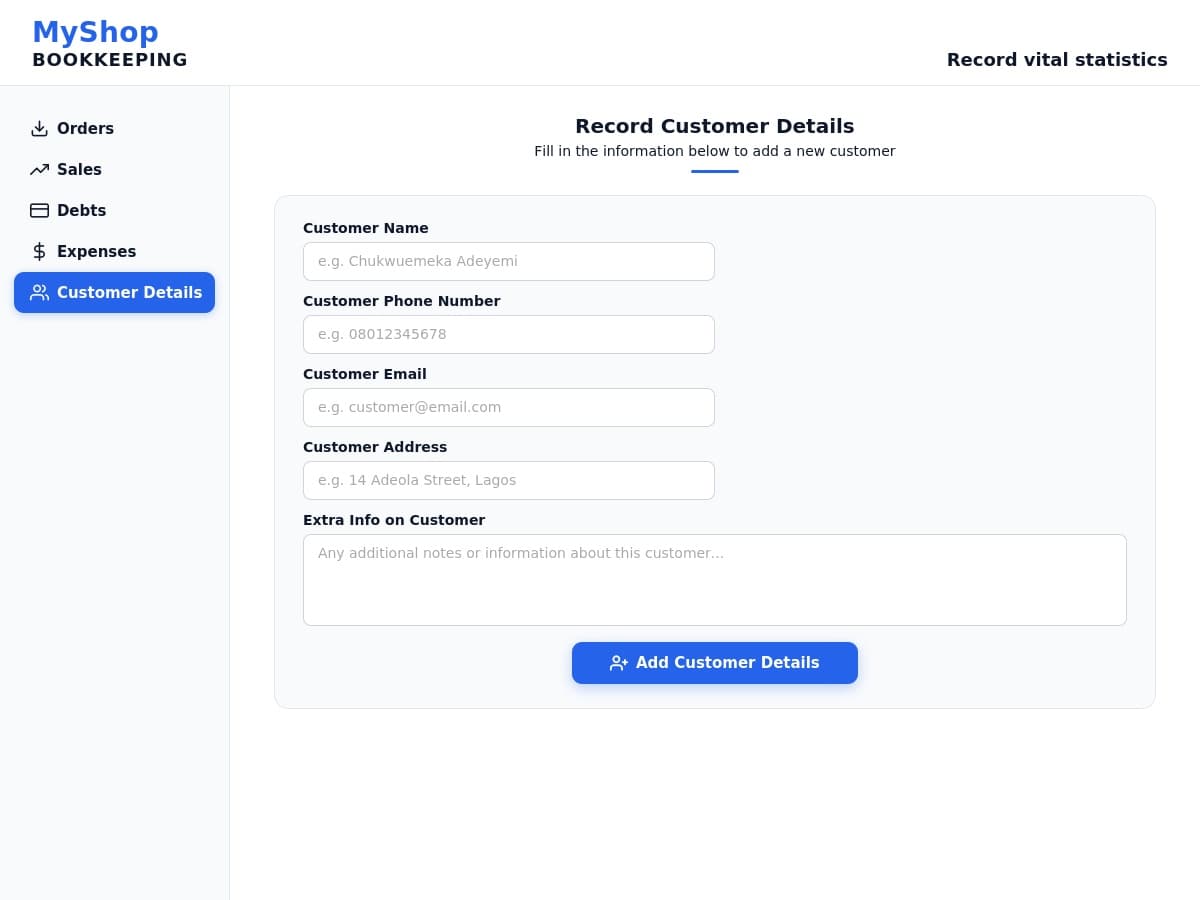 procart bookkeeping dashboard